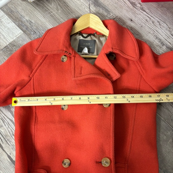 J. Crew Stadium Cloth Coral Wool Belted Peacoat Size 6 - Picture 7 of 8